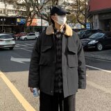 羊羔棉服男韩版潮流宽松毛绒棉衣外套港风潮牌秋冬季加厚工装棉袄，男装棉衣，星座1712-2