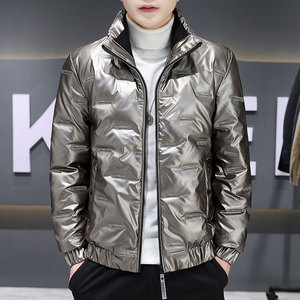 羽绒棉服男2024新款棉衣冬季加绒加厚面包服亮面棉袄胖子冬装外套图片