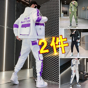 2021男士卫衣套装潮牌秋季帅气长袖卫衣潮男工装夹克套图片