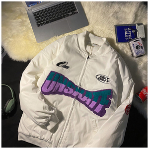 潮冬季刺绣加厚宽松百搭棉衣棒球服美式街头嘻哈情侣棉服外套男图片