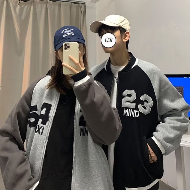 春秋新款潮牌棒球服男宽松潮流百搭加绒卫衣学生情侣港风运动外套,男装卫衣,星座1712-2