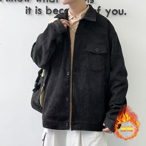 灯芯绒外套男士春秋季美式复古工装成熟稳重休闲宽松翻领条绒夹克图片