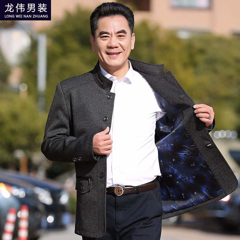 2021春季新款中老年男士夹克商务休闲立领薄款风衣外套爸爸男装,男装风衣,星座1712