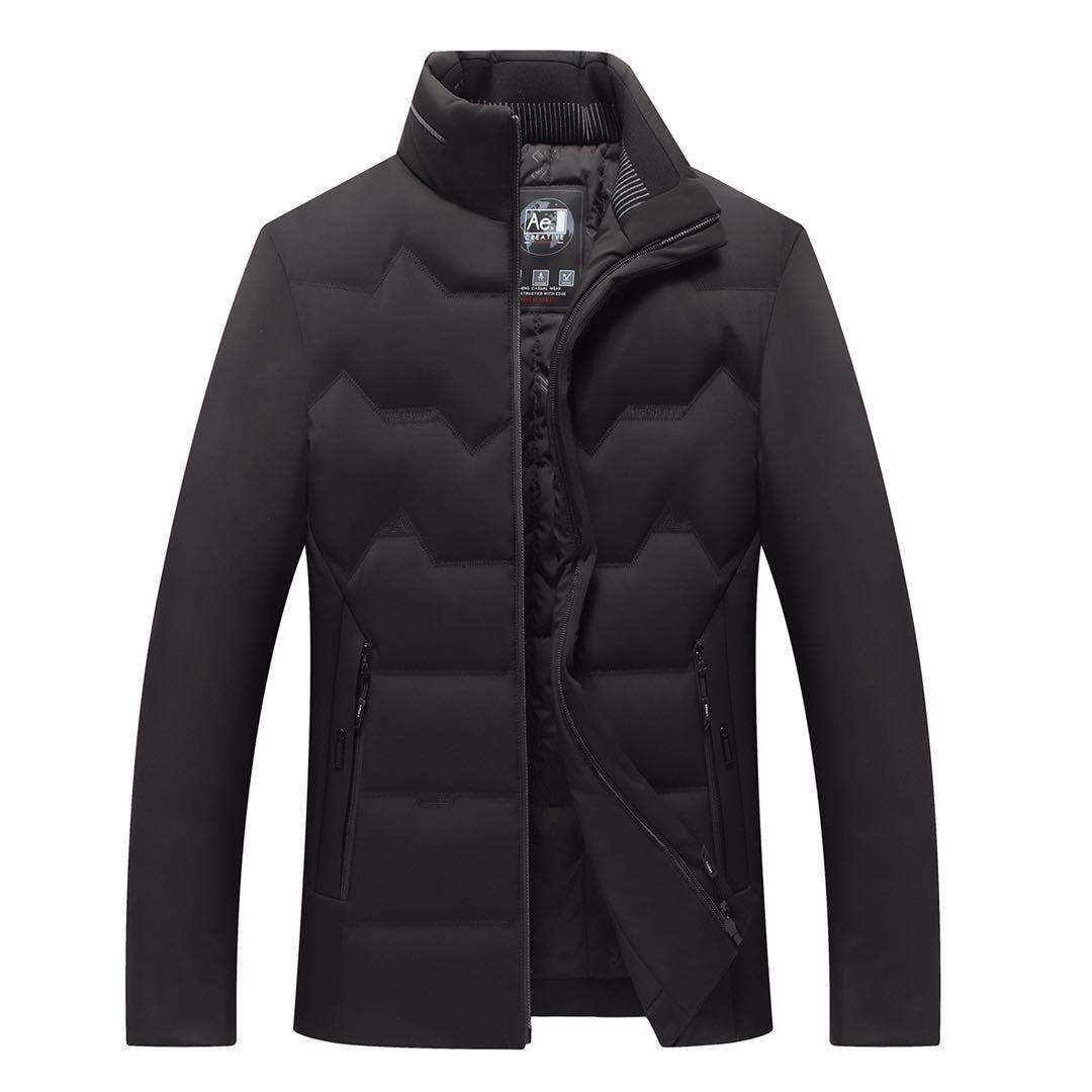 Father's winter coat middle aged men's down thickened cotton padded jacket fashionable stand collar down jacket