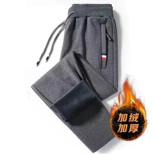 口袋拉链宽松运动裤秋冬季加绒男士裤子束脚裤休闲裤卫裤大码长裤图片