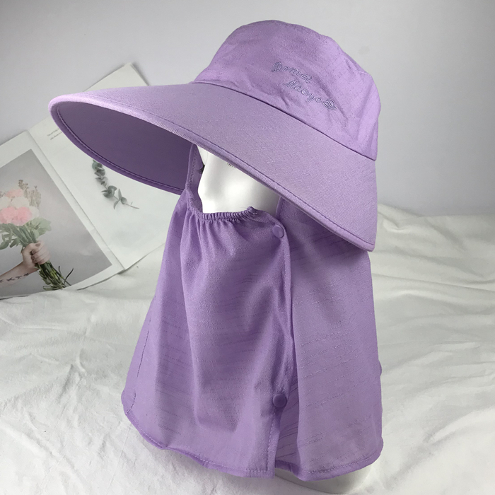 遮阳帽女夏天遮脸护脖太阳帽户外登山太阳帽大檐防晒骑车帽采茶帽