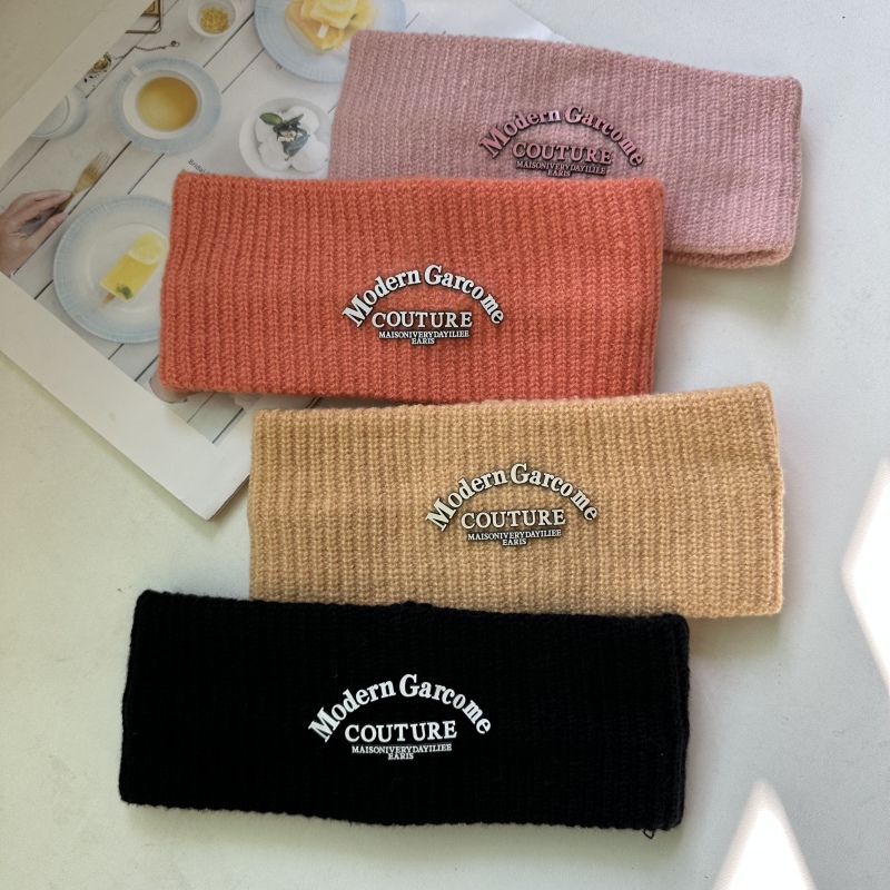 潮款字母宽边针织毛线发带头套