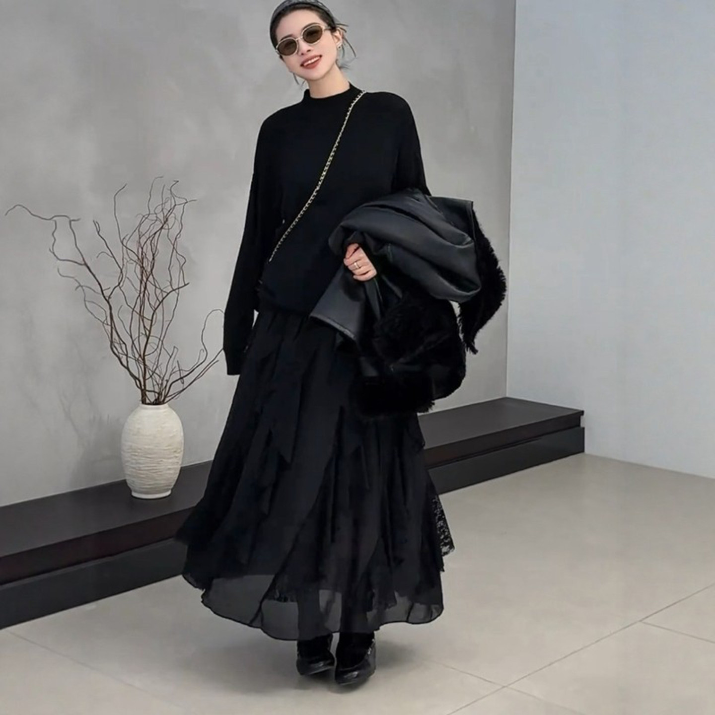 秋冬复古花瓣网纱花边松紧腰半身裙女百搭遮跨巨显瘦不规则纱裙,女装/女士精品,半身裙,淘宝优惠券,粉丝福利购,淘宝优惠卷