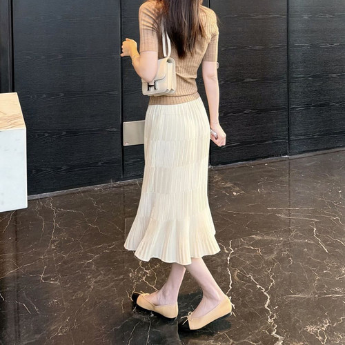 中长裙百褶裙A字鱼尾半身裙