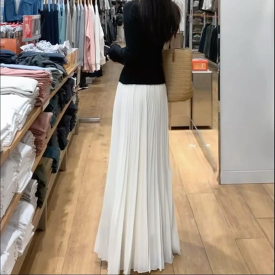 长裙百褶裙A字雪纺半身裙