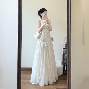 2026春夏新款 纱裙杏色网纱半身裙女垂坠感a字高腰长裙大摆蓬蓬裙