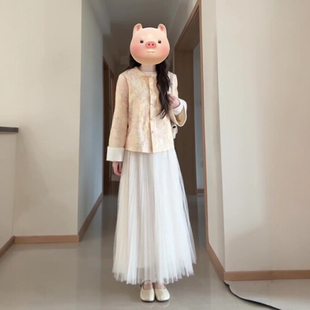 2026春季新款纱裙白色网纱半身裙女垂坠感a字高腰长裙大摆蓬蓬裙