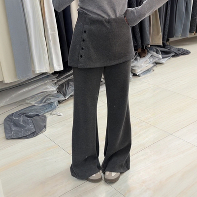 松紧腰休闲风长裤阔腿裤