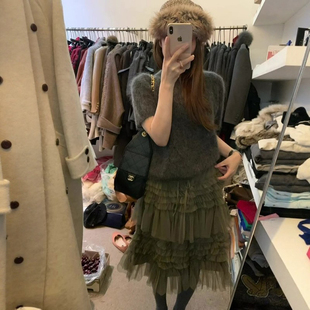 现货】韩系小众设计感层层木耳边蓬蓬半身裙女2026春季新款纱裙