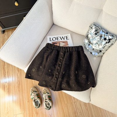 短裙宽松型A字毛呢半身裙