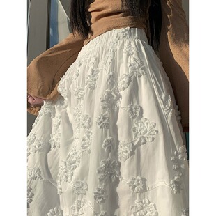 花朵大摆裙半身裙春季女款2026年新款中裙高腰a字裙伞裙半裙裙子