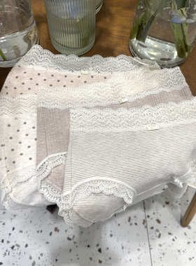 不晚工作室 蕾丝边轻奢棉质中高腰女士内裤5A抑菌A类包臀舒适