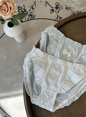 不晚工作室 日系牛奶丝宫廷风少女内裤荷叶边舒适三角内裤