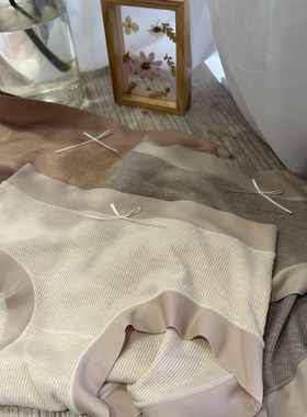 不晚工作室 推荐款~咖色系螺纹中高腰内裤女桑蚕丝边抗菌档三角裤