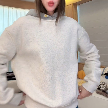 林肉肉【smiley拼色笑脸卫衣】长袖连帽卫衣女秋冬假两件宽松上衣