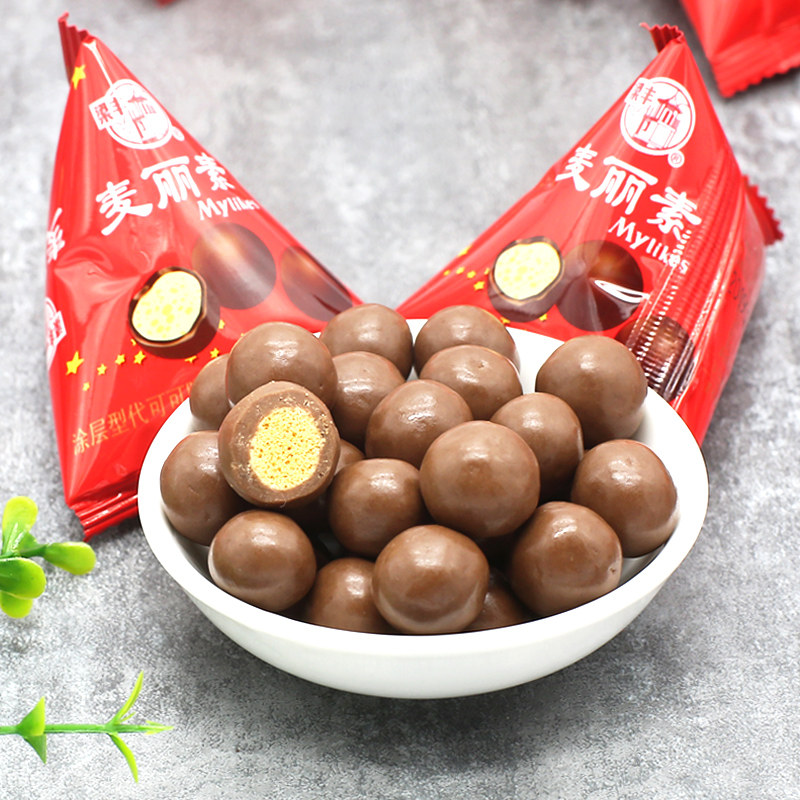梁丰麦丽素500g牛奶巧克力豆婚庆喜糖果儿童怀旧零食(代可可脂)