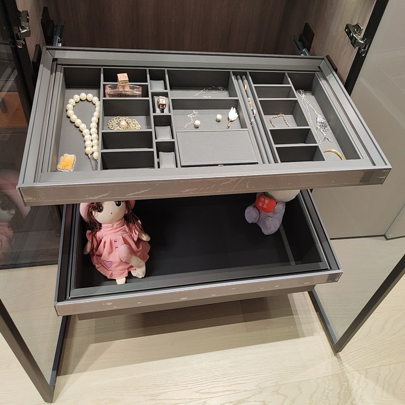 衣柜拉篮衣帽间皮革首饰盒