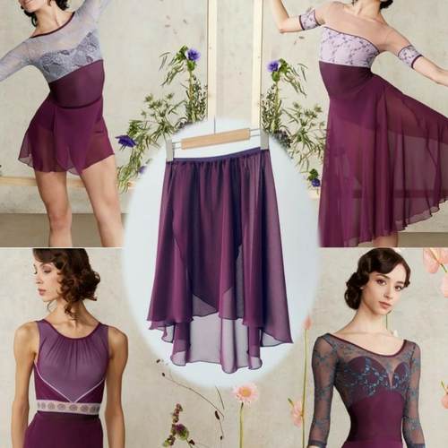 绛紫色接近成人芭蕾纱裙