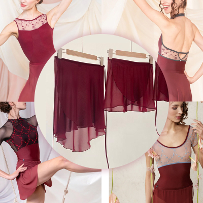 波尔多酒红色遮胯宽显白芭蕾舞裙