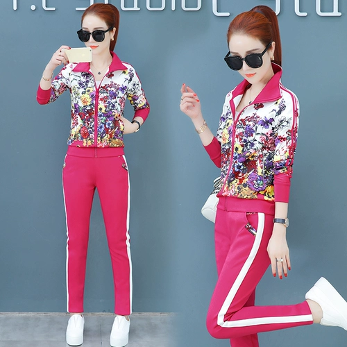 Модный спортивный костюм для матери, весенний комплект для отдыха, в западном стиле, большой размер
