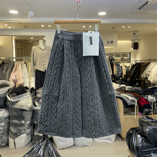 松紧腰百搭棉格麻花纹阔腿七分休闲裤 3R3正版 时尚 韩版 女 66673冬季