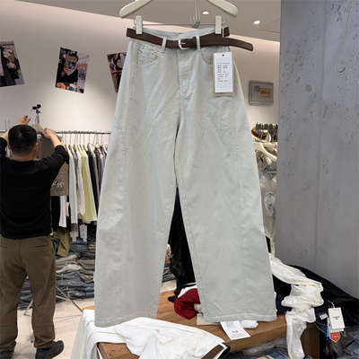T-PLATFORM68250正品春季新品韩系高腰宽松显瘦百搭弯刀牛仔裤女