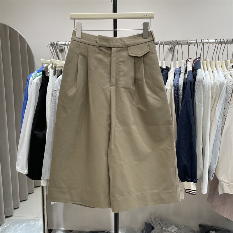 8090服饰B25073正品2025春季韩版高腰显瘦阔腿八分裤西装休闲裤女