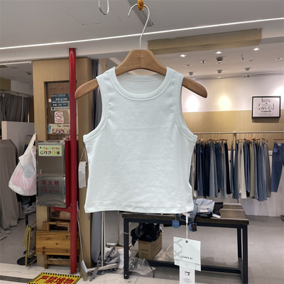 元熙3015正品2025夏秋款圆领小个子辣妹短款显瘦无袖背心打底衫女