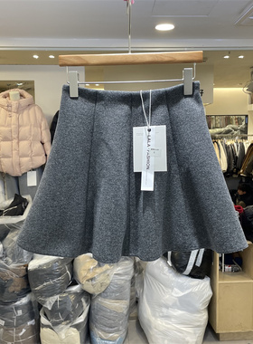LALA8309正版冬季韩版高腰显瘦减龄辣妹风防走光毛呢半身裙女伞裙