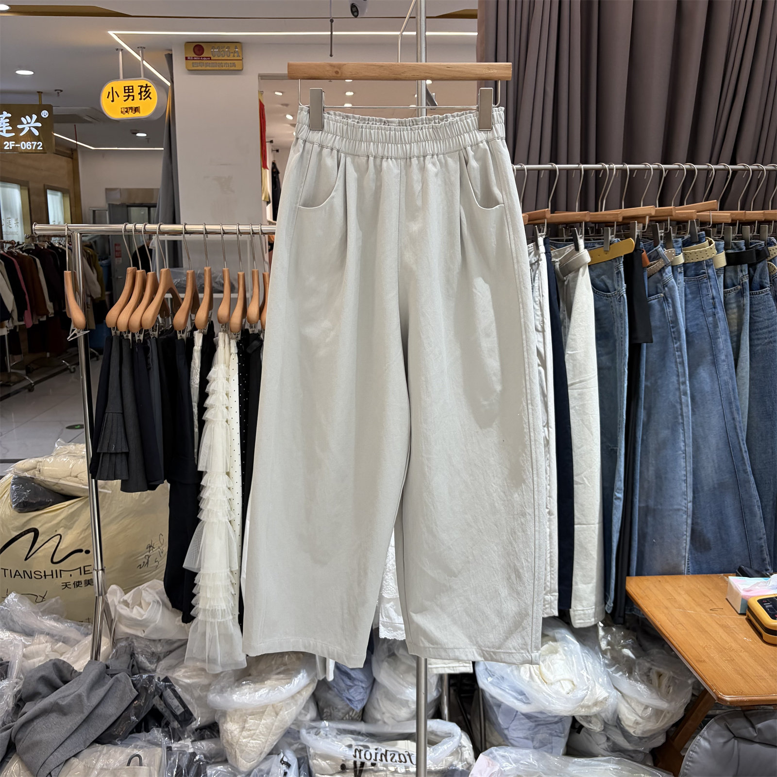 欧洲站2026年春季松紧高腰宽松显瘦百搭休闲九分西装直筒裤女909