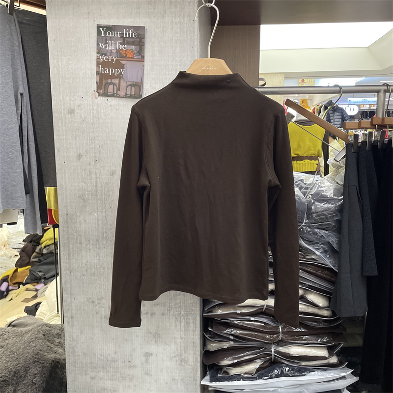 YZOY53267正品秋冬款韩系半高领显瘦爱心刺绣加绒加厚长袖T恤衫女