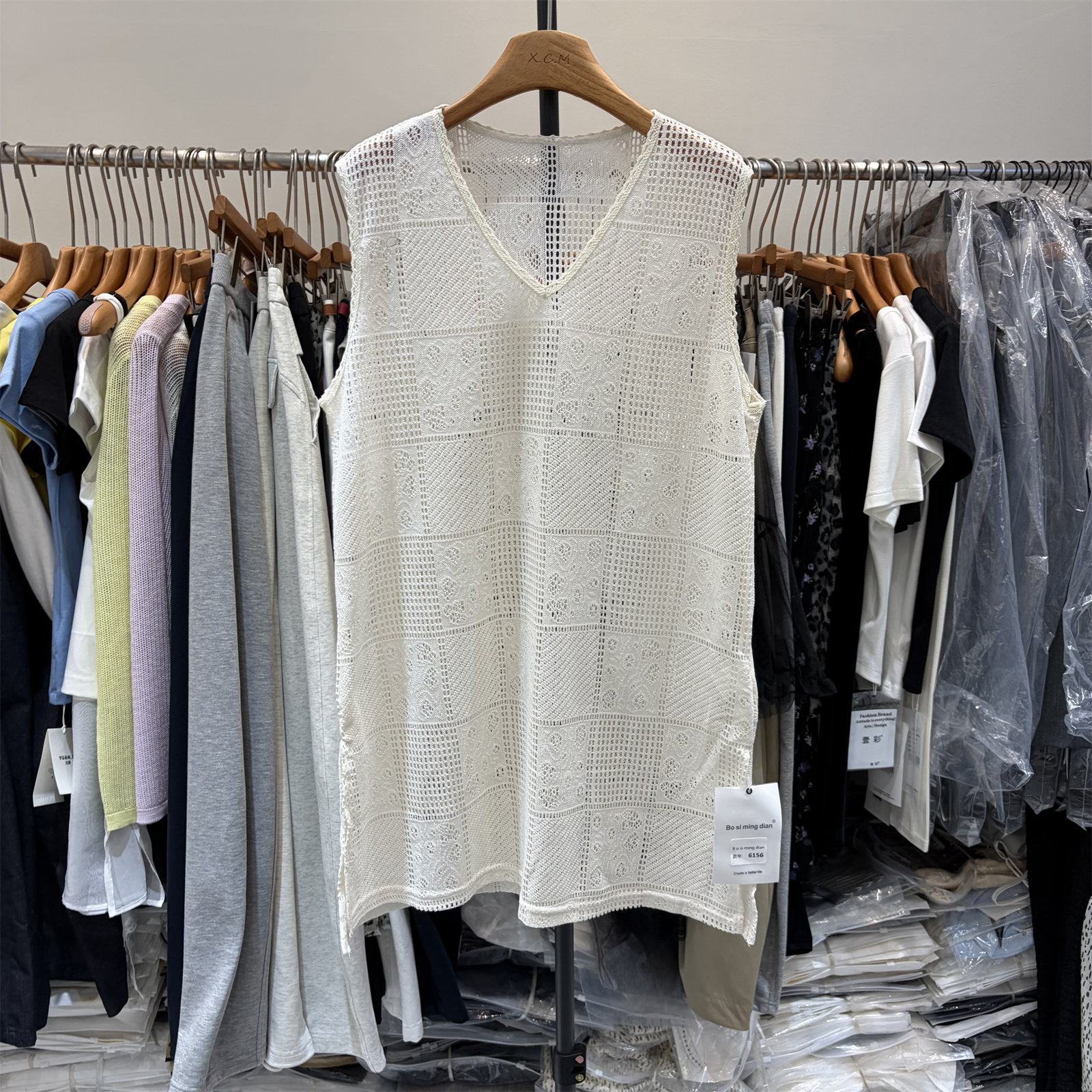 欧洲站2026春夏韩系侧开叉宽松百搭叠穿中长款针织衫背心裙女6156