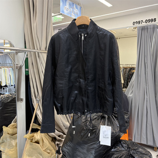 皮衣短外套女 韩系下摆抽绳设计立领美式 BU&FAN布凡11031正版 春季