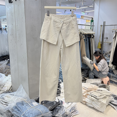 T-PLATFORM68110正品春季韩版屁帘高腰宽松显瘦窄版阔腿牛仔裤女