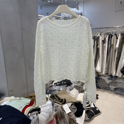 DTU35222正品春季韩版圆领宽松显瘦百搭亮片设计冰丝针织衫上衣女