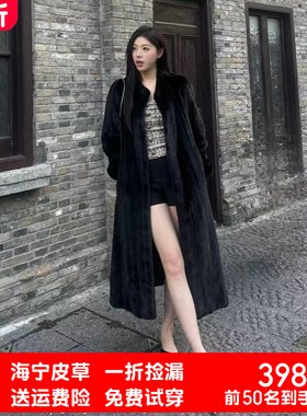 海宁皮草貂毛外套女长款整貂皮毛一体加厚小母貂毛年轻款貂皮大衣