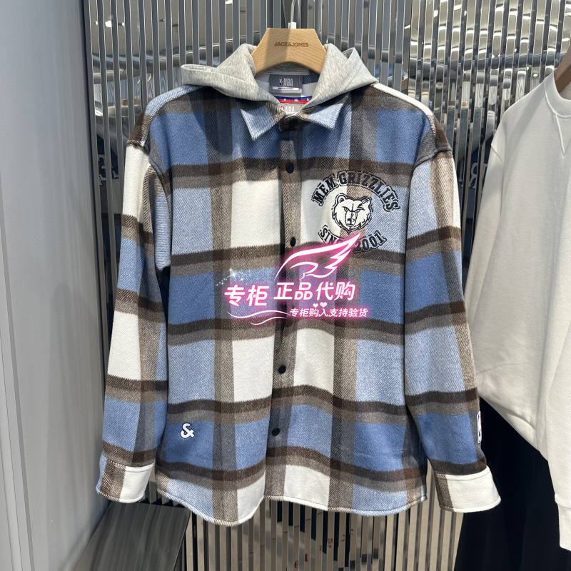 杰克琼斯NBA联名款灰熊队格纹衬衫 2254O3003 E40 6905571295906