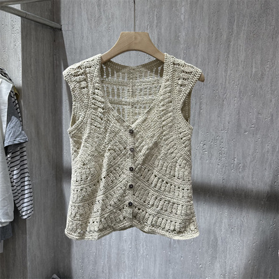 无袖镂空针织背心女上衣显瘦小衫