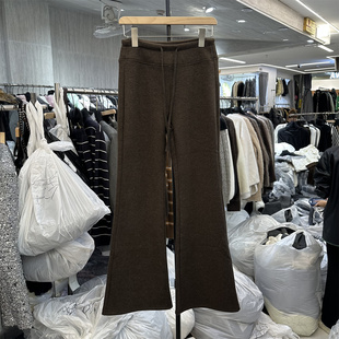 高腰直筒拖地裤 欧洲站秋冬新款 洋气抽绳休闲裤 辣妹微喇裤 女潮 美式