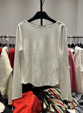 MILD MONT秋季时尚肩扣圆领柔软细羊毛纯色针织衫女显瘦百搭毛衣