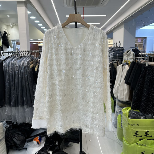 亮片流苏设计感小衫上衣女潮