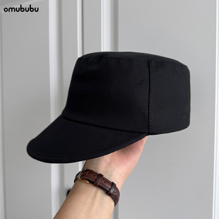 omububu日系简约纯色马术帽女平顶帽四季 复古英伦风鸭舌帽画家帽