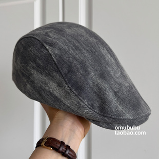 omububu复古英伦灰色鸭舌帽透气贝雷帽男女时尚百搭高端前进帽