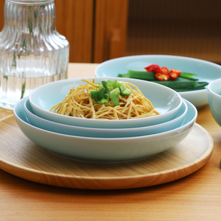 龙泉青瓷深盘菜盘陶瓷家用酒店盘子汤盘菜碟西餐微波炉餐具水果盘
