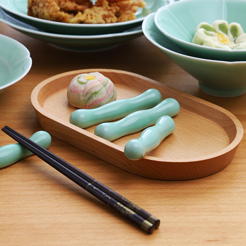 龙泉青瓷筷子架中式筷子托双筷陶瓷餐具花生筷子架笔搁酒店餐摆台,餐饮具,筷子架,淘宝优惠券,粉丝福利购,淘宝优惠卷